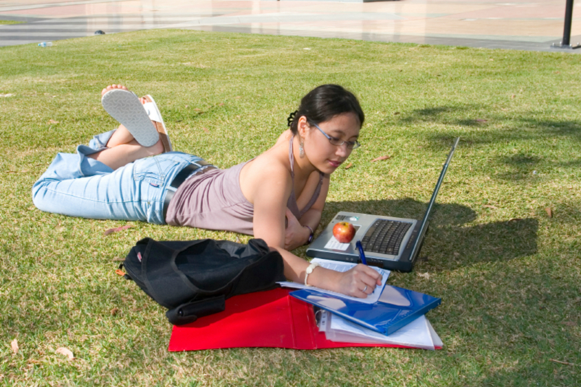 Female studying