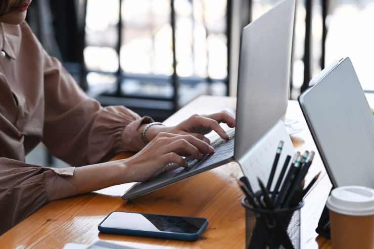 Person working on a laptop